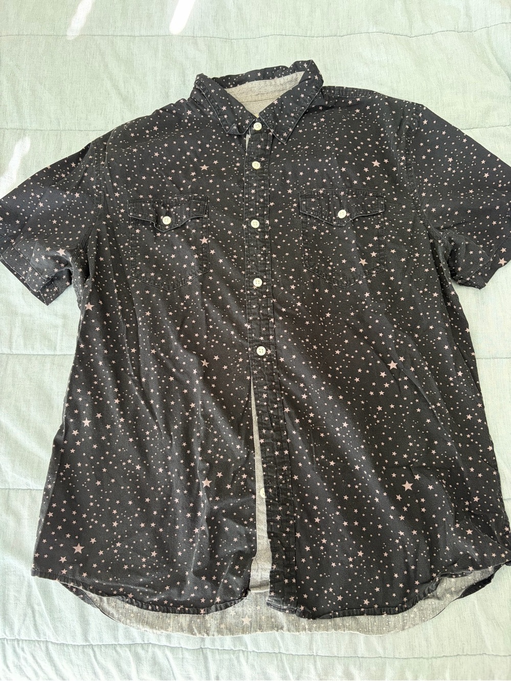 Jachs Men's Short-Sleeve Star Print Button-Down Shirt - Black